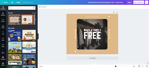 screenshot of the canvas showing how to add a background image.
