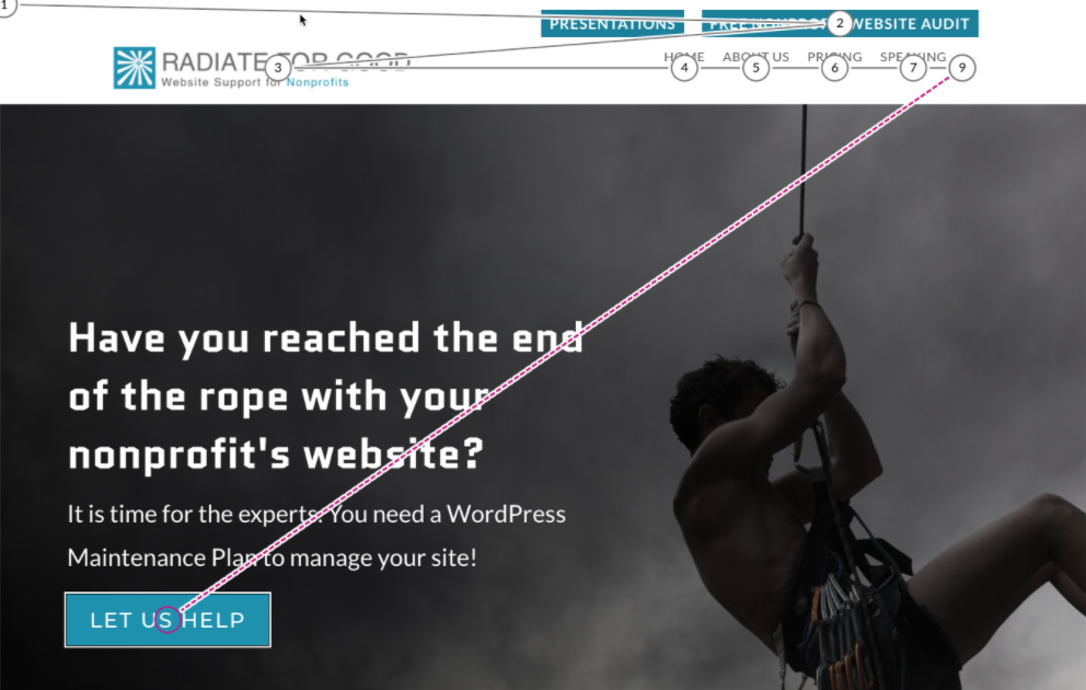 screenshot of a website showing how tab navigation moves through web page.