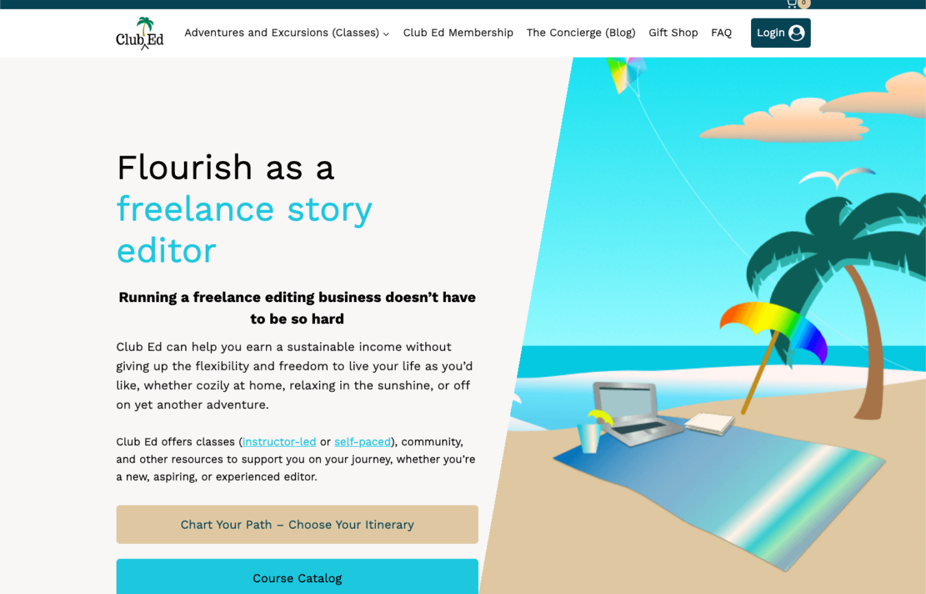 Screenshot showing the front page of the club ed website.