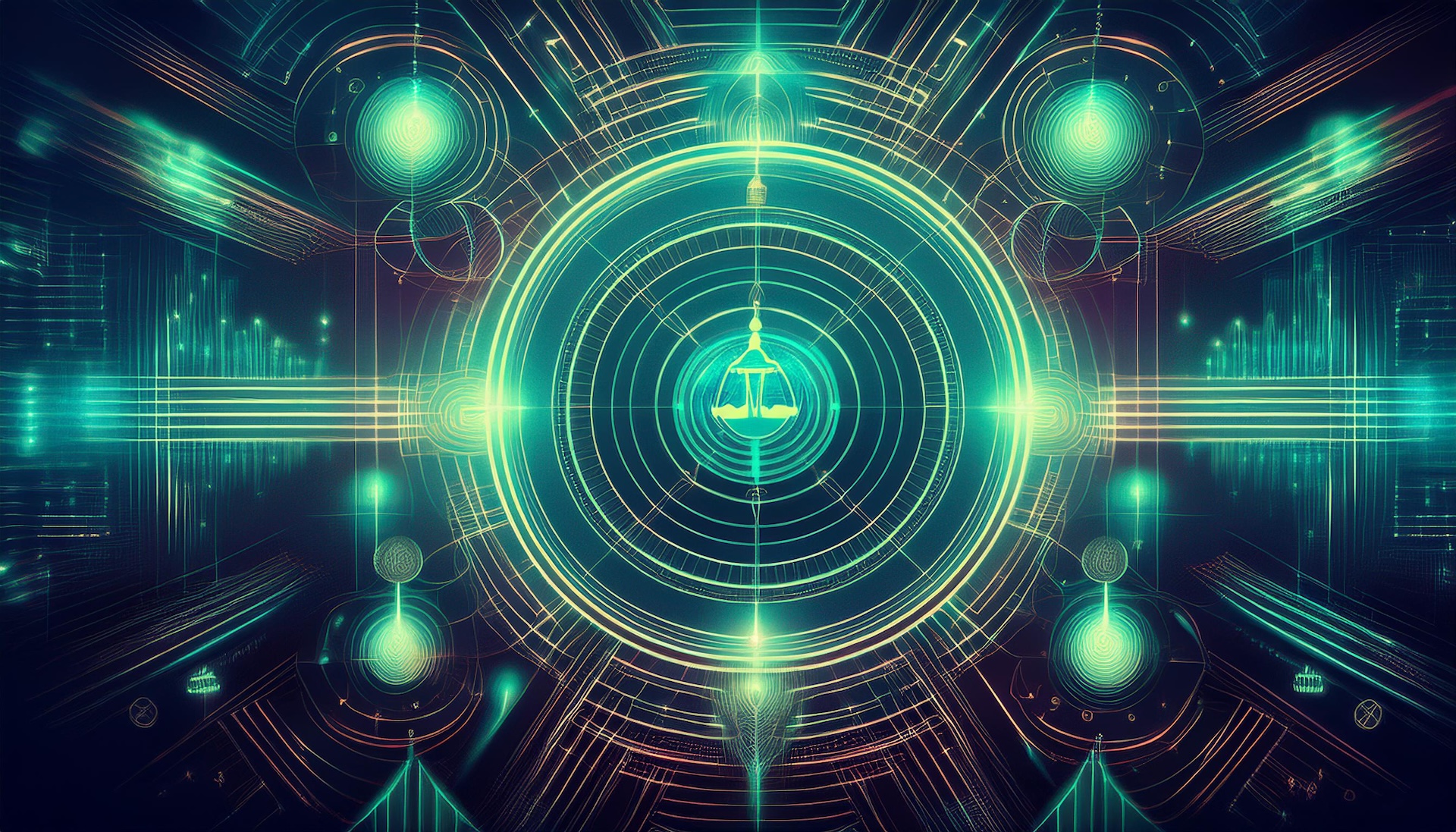 Abstract image with a circle at the center that resembles the scales of justice.